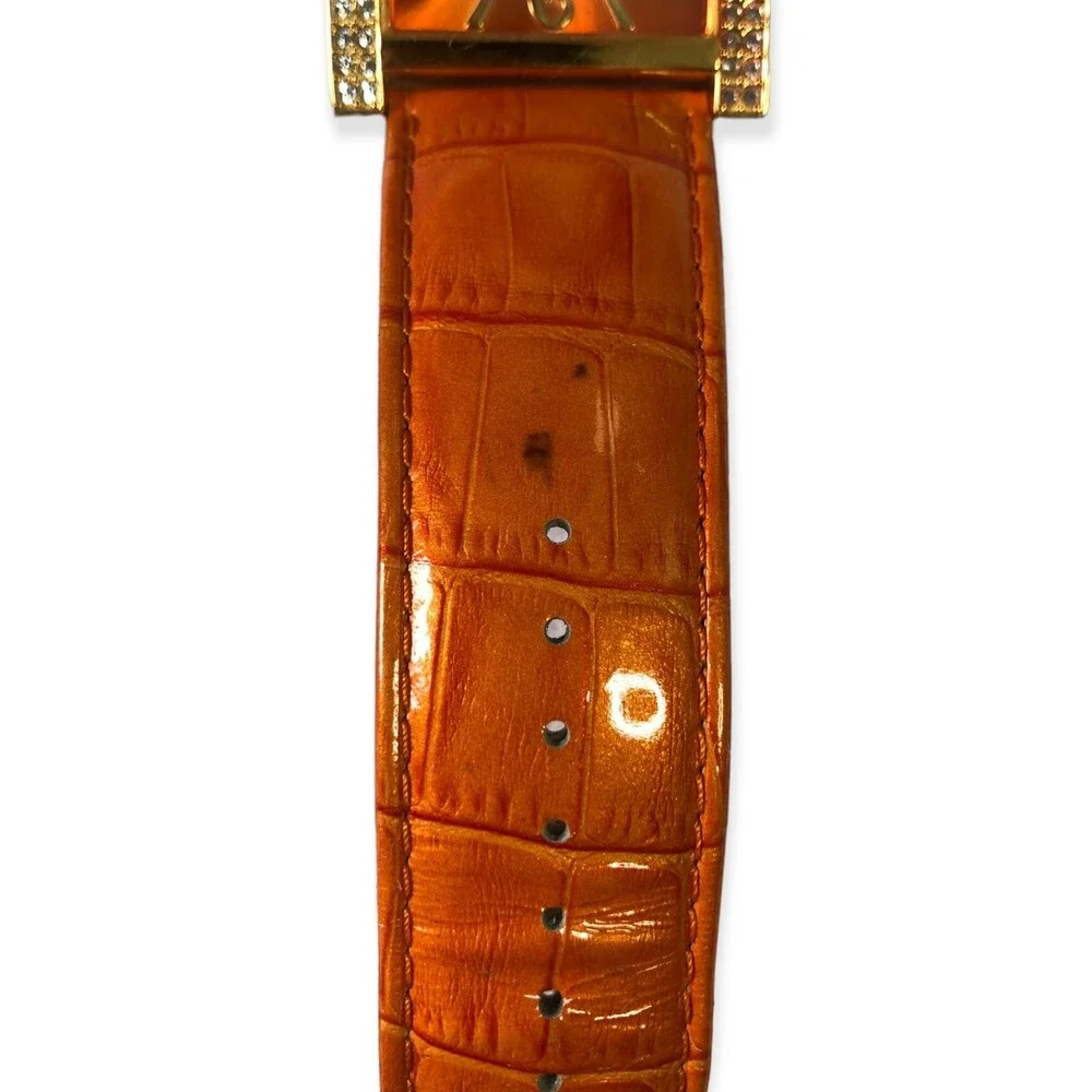 Joan Rivers Classics V377 Vintage Wide Leather Band Rhinestone Square Face Watch